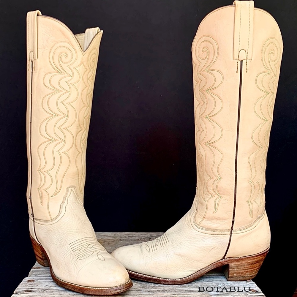FRYE Vintage Rare Tall Knee High Stitching Cowgirl Cowboy Western Boots Size 9 - Picture 3 of 13